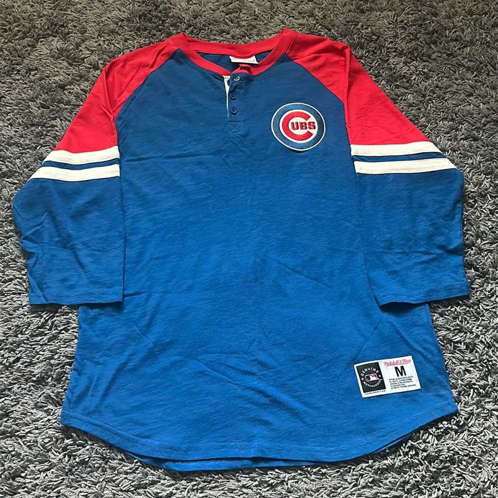 Chicago Cubs Mitchell & Ness 3/4 Sleeve Henley shirt